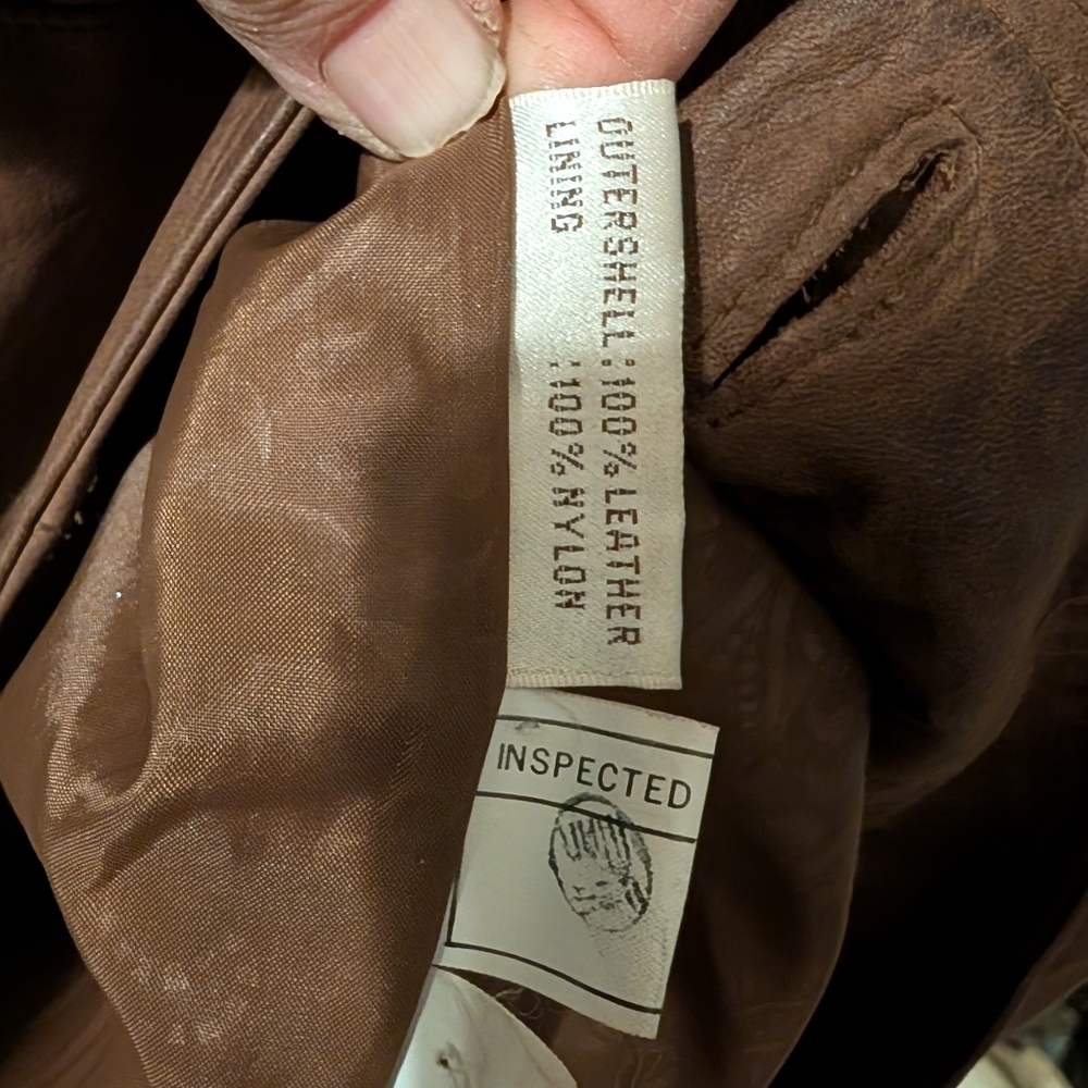 G111 Vintage Brown Leather Trench Coat 80s - Picture 16 of 16